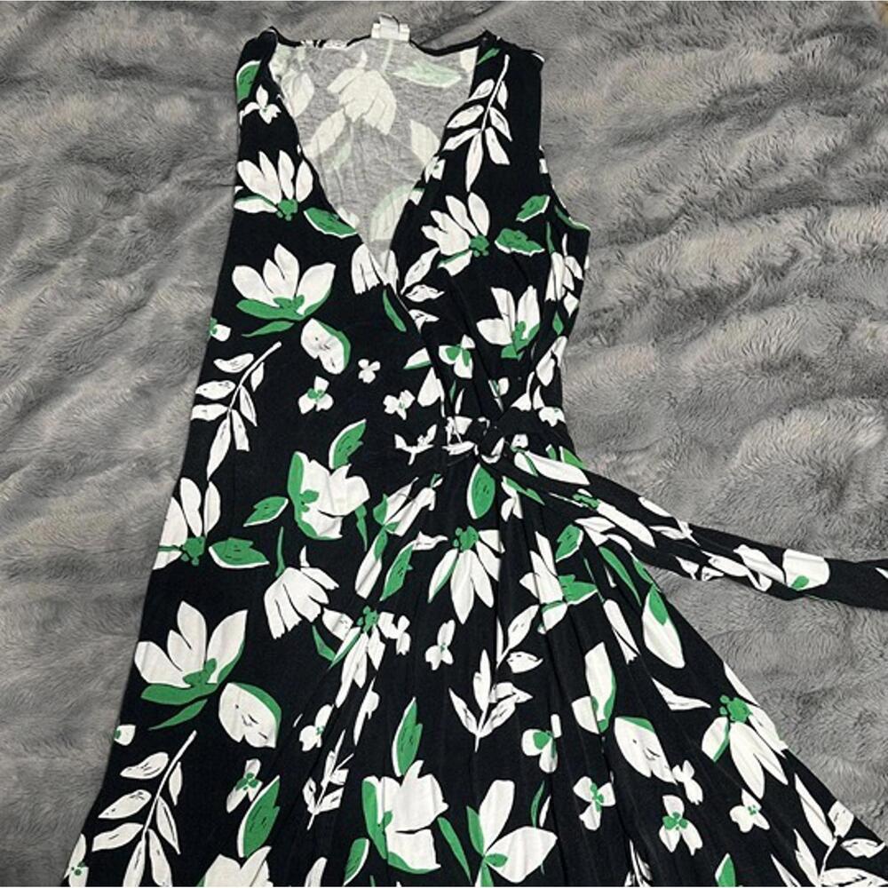 A New Day Black Floral Wrap Dress - Size M